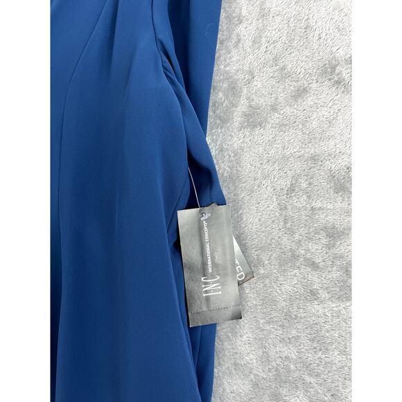 Macys Inc NWT Sheer Sleeve Dress XS Blue Tie Back V Neck Flowy - Picture 13 of 16